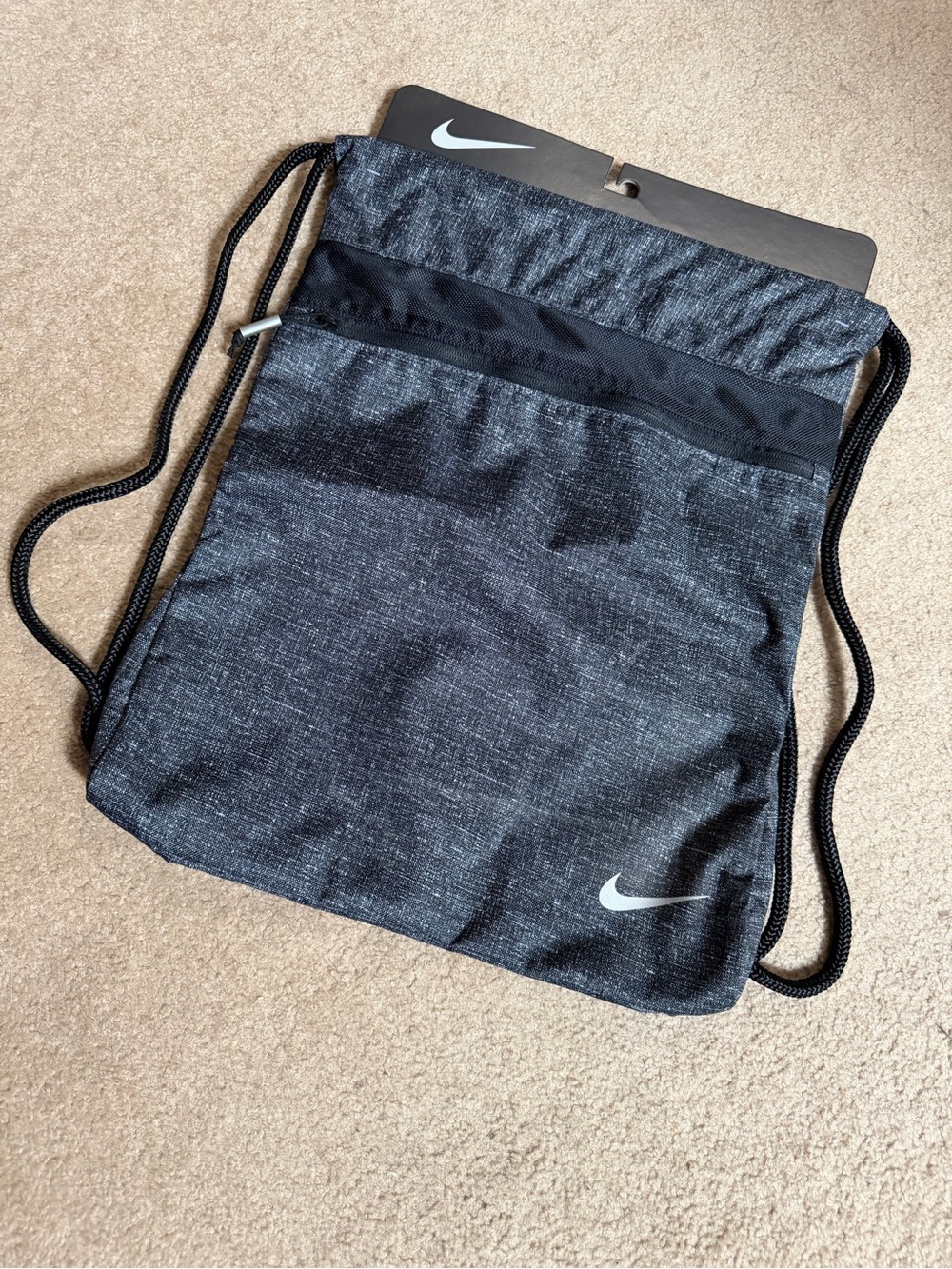 Nike Black Heather Drawstring Gym Sack